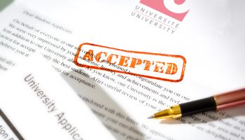 University Application Acceptance Notification Letter with ACCEPTED Stamp