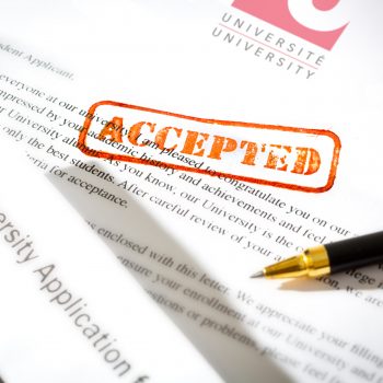 University Application Acceptance Notification Letter with ACCEPTED Stamp